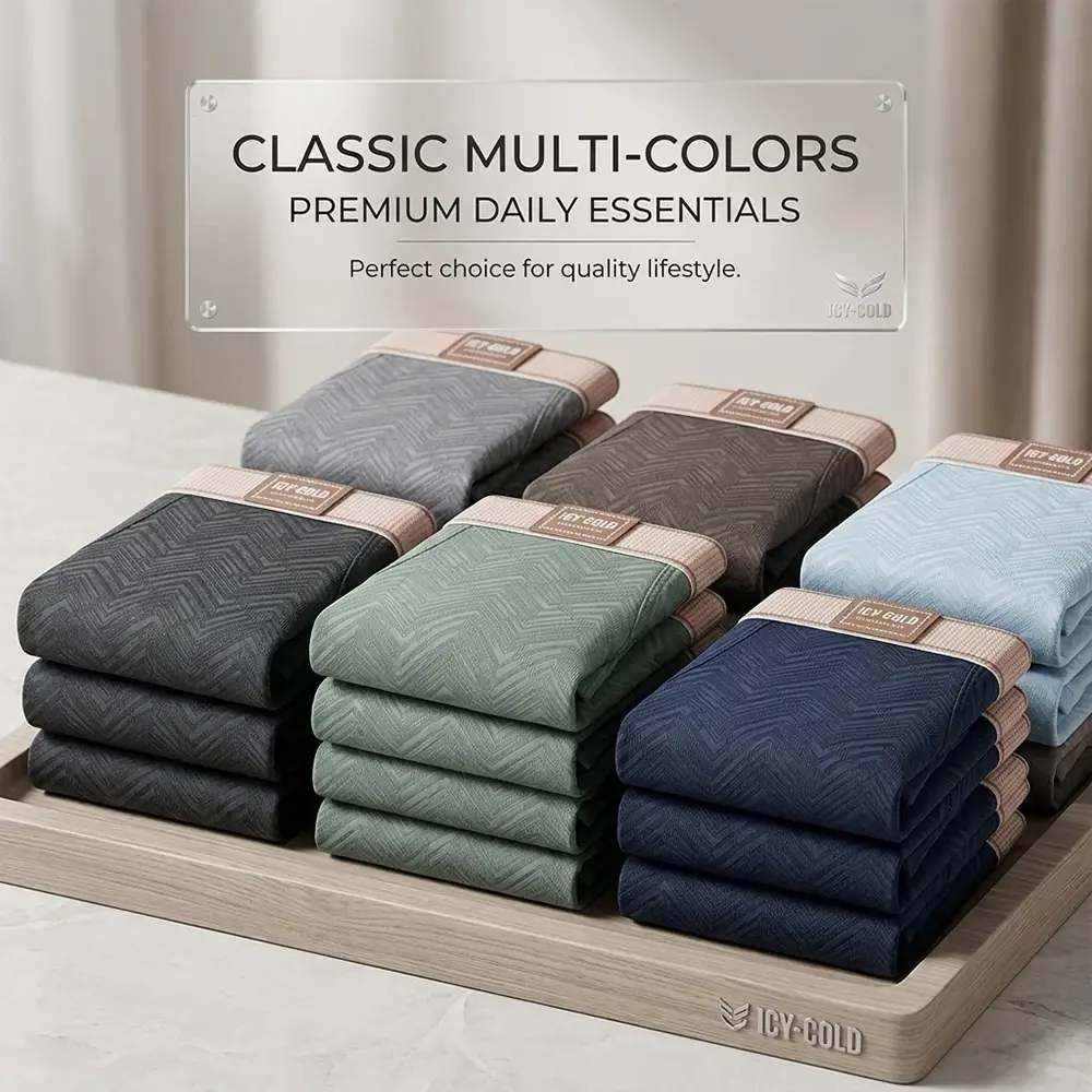 1/3 Uds. Boxers transpirables refrescantes de verano para Hombre, bragas de seda de hielo a rayas con ondas sólidas a la moda para Hombre, ropa interior de alta elasticidad para Hombre