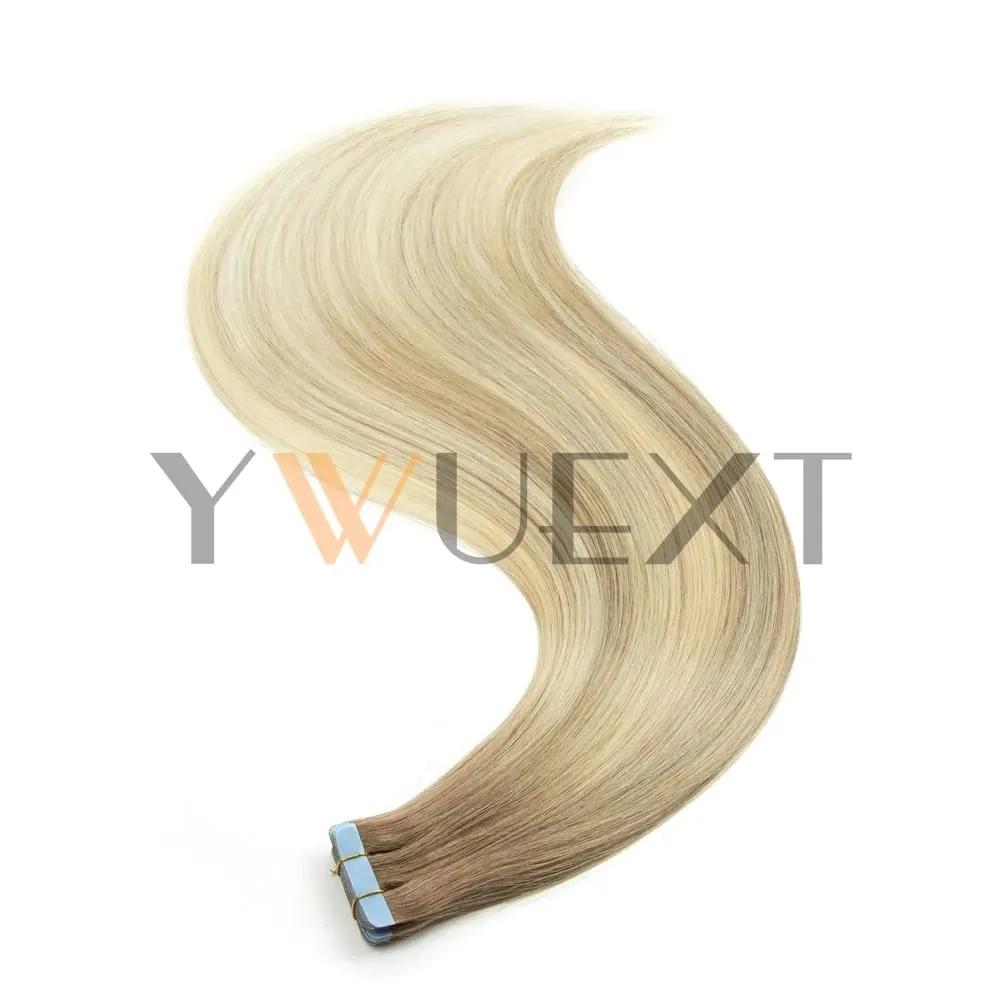 Real Human Hair Tape in Extensions 16'' 20'' Natural Straight High Light Seamless Tape Hair 20pcs On Double Sided Tape 30g/pack