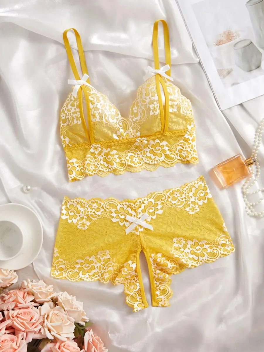 4 Pek Set Pakaian Dalam Renda Bunga Wanita Set Bra dan Seluar Dalam Seksi Tanpa Wayar Pakaian Dalam Bralette Tali Spaghetti Tunduk Pakaian Tidur 2026
