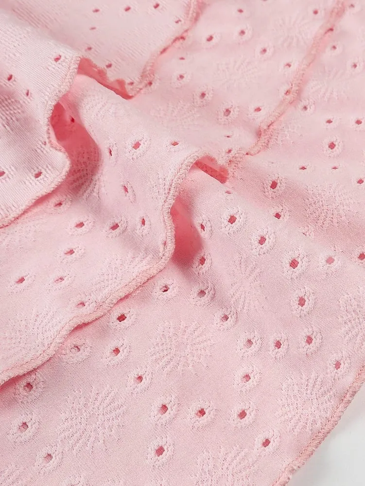 Summer 2026 New Arrival: Women's Solid-Color Floral-Printed Embroidered Ruffled-Hem Sleeveless Mini Dress