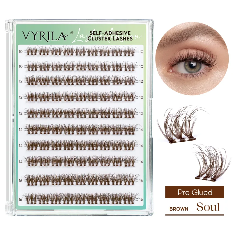Self Adhesive Eyelashes No Glue Needed Lashes 10‑16mm Pre Glued Cluster Lashes D Curl Soft Natural Press on Lashes