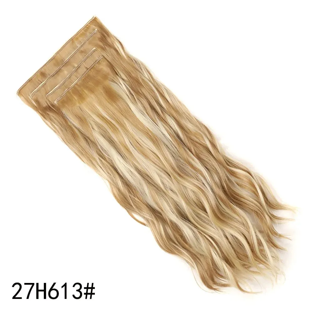 4 Pcs 22 Inch Clip in Hair Extensions Long Synthetic Wavy Curly Hairpieces Layered Soft Invisible Clip Ins Extensions for Women