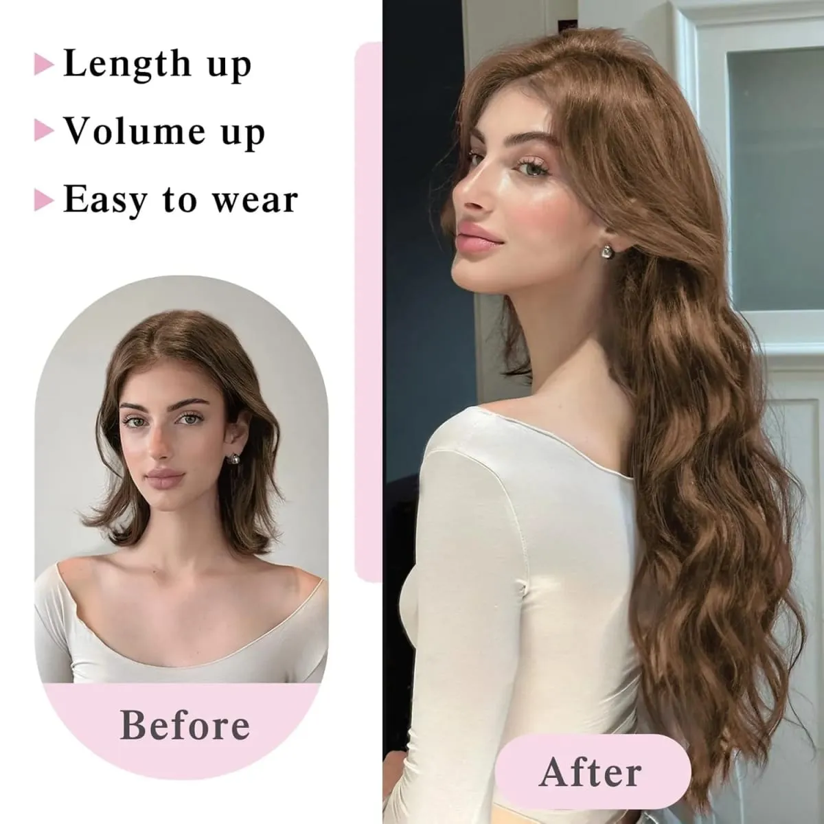 16-24 Inch U-Shape Lace 5 Clips Clip In Hair Extensions Synthetic Long Wave Curly Heat Resistant Full Shine Hair For Women