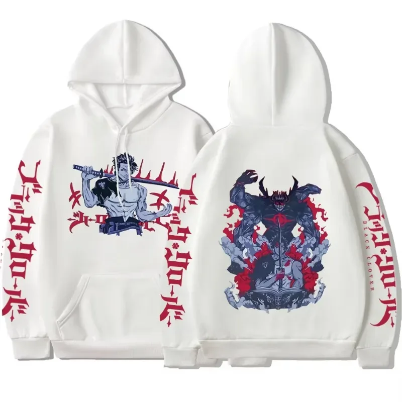 Black Clover Japanese Anime Hoodie Yami Sukehiro Graphic Sweatshirts Men's Harajuku Clothes Casual Oversized Sportswear