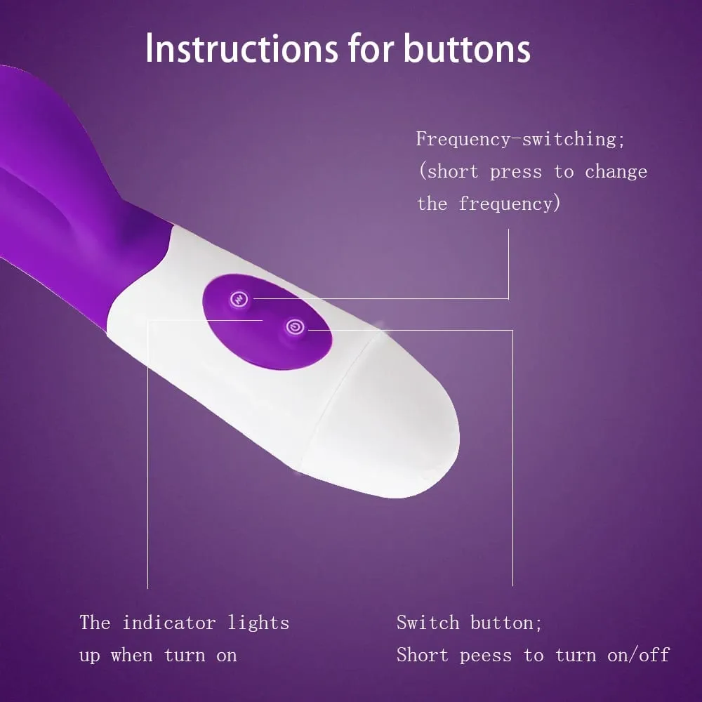 Silicone Rabbit Vibrator G Spot Dildo Dual Vibrating Clitoris Massager 10 Speeds Sex Toy for Women