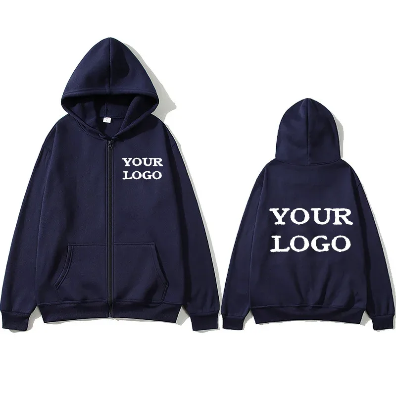 Custom Printed Hoodies Men and Women Zipper Hooded Sweatshirts Loose Casual Clothing Hooded Cardigans Men's Street Hoodies