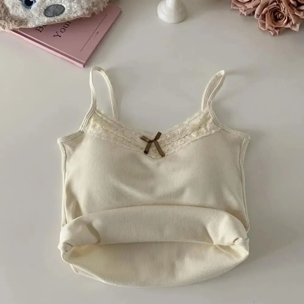 2026เกาหลีY2k Crop Topฤดูใบไม้ผลิฤดูร้อนลูกไม้Tank Topผู้หญิงCroppedน่ารักCamisเสื้อกั๊กเซ็กซี่สีขาวCrop Topsเสื้อกั๊กcoquette