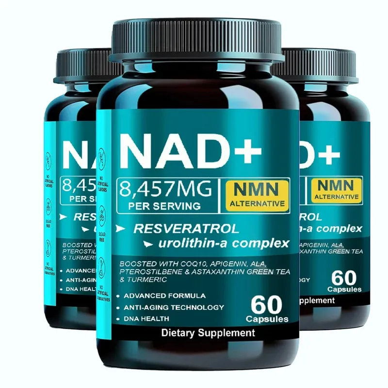 NAD Supplement 8457mg Plus for Energy Focus Skin & Anti-Aging Support - NMN Alternative Liposomal + Green Tea 60 Capsules