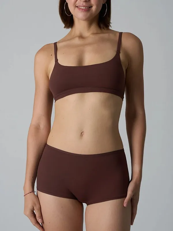 Seamless Adjustable Strap Sports Bra and Low Waist Boxer Set for Women Solid High Elasticity Casual Home Lingerie