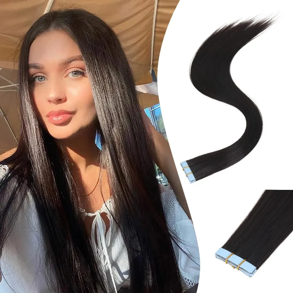 26Inch 10pcs Synthetic Tape In Straight Hair Extensions Seamless Invisible Adhesive Mixed Colord Tape In Hair Extensions For Eve