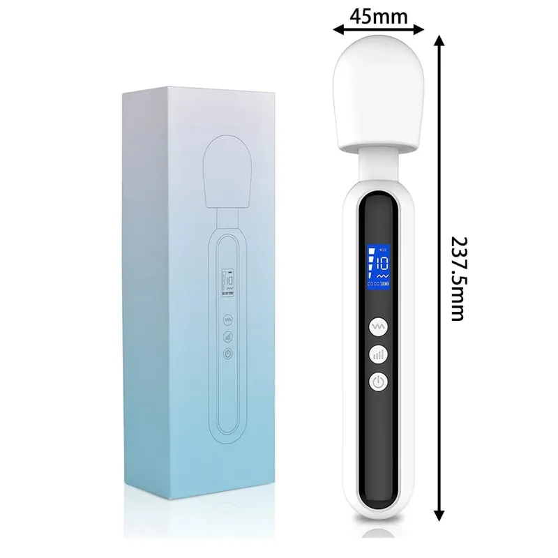 Female Masturbator Massage Stick 10 Frequency 4-speed Silicone Material LCD Display Vibration Stick Adult Sex Products