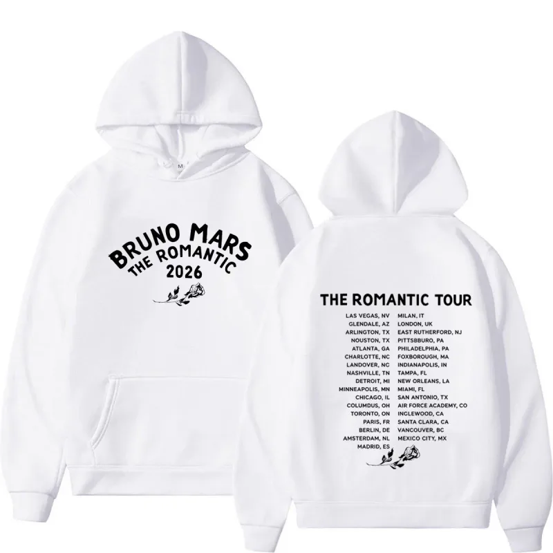 Bruno Mars The Romantic Tour 2026 Print Hoodie Man Woman Fashion Pullover Long Sleeves Loose Casual Hip-hop Harajuku Sweatshirts