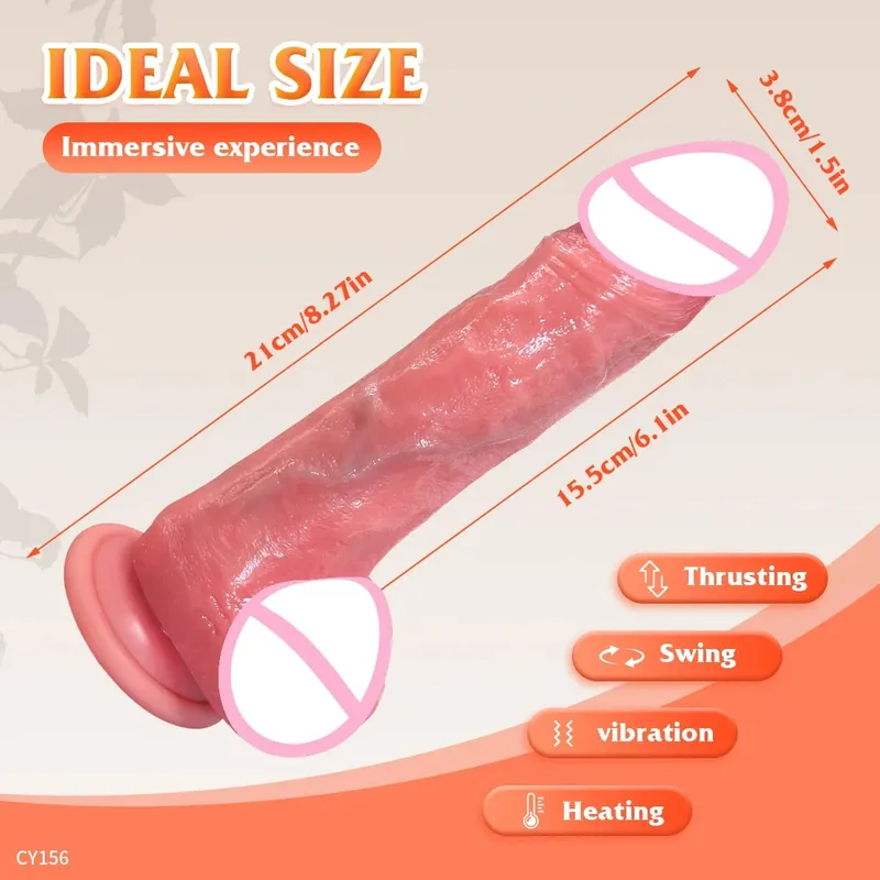 Dildo 7 Thrusts and 10 Vibration and Licking Modes Adult Sex Toy 22cm Realistic Vibrating Dildo with Strong Suction Cup For 18+