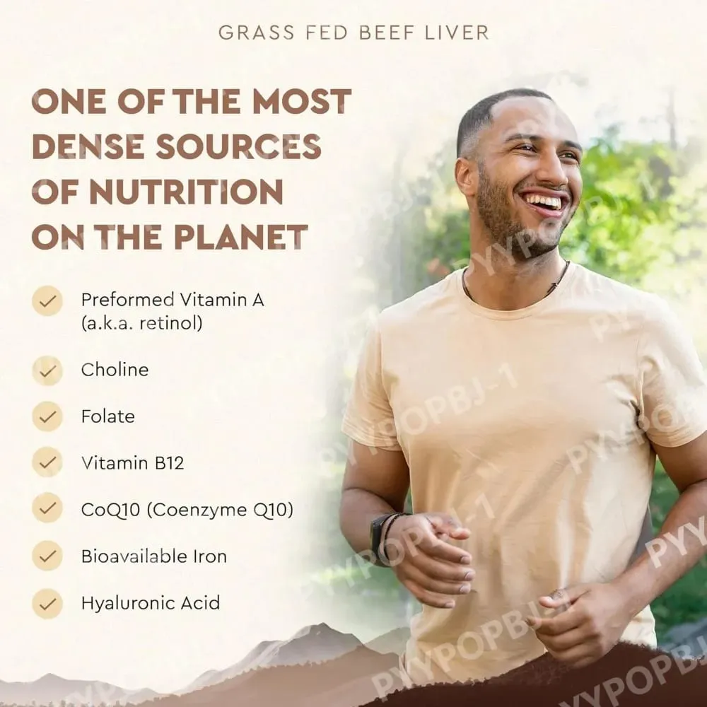 Grassfed Beef Liver Capsules 500mg Each Pasture Raised Bovine Liver Supplement Non GMO 180 Capsules