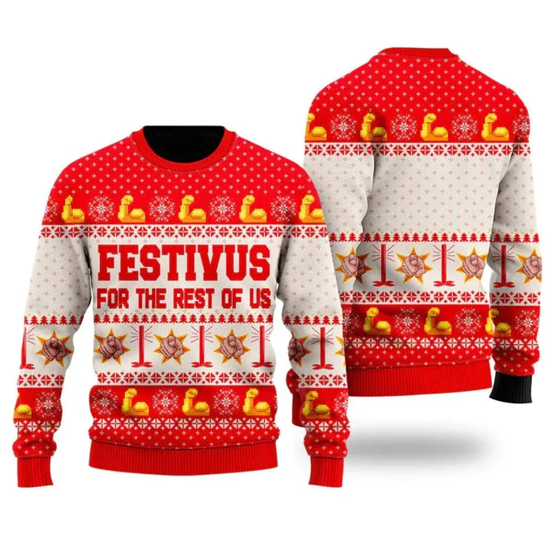 New 2026 Ugly Christmas Sweater Men Santa Claus Pattern Pullovers Women 2026 New Year Merry Christmas Crew Neck Sweatshirts