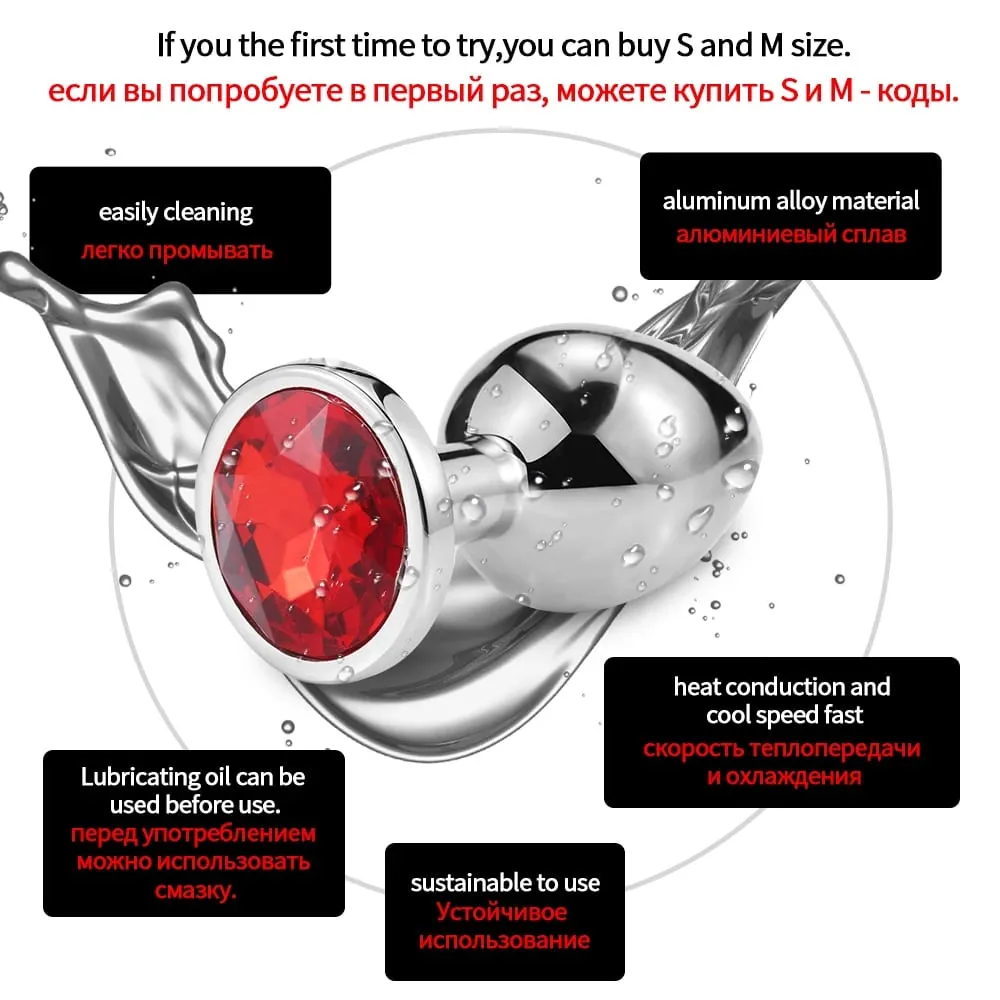 Stainless Steel Anal Plug Butt Plug With Jewelry Colorful Crystal Anus Plug Adults Sex Toys for Men Women Gay Adult Game Sex Toy