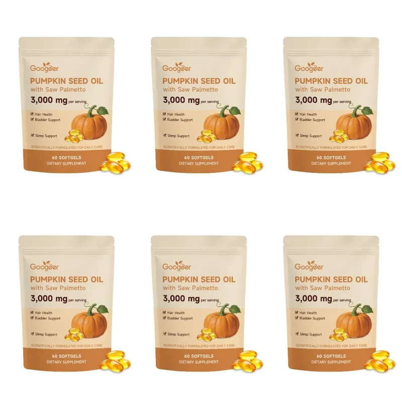 Googeer Pumpkin Seed Oil Softgels with Saw Palmetto 3000mg Hair Health Bladder Comfort Sleep Support Supplement 60 Softgels