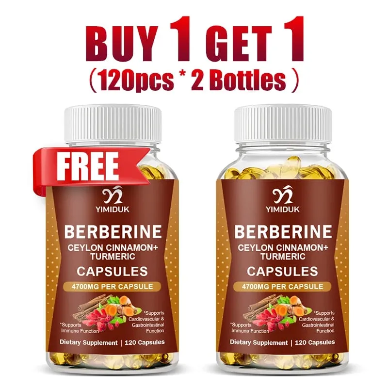 Berberine 4700 Mg Supplement with Ceylon Cinnamon Support Heart Health Immune System Healthy GI & Cholesterol Gluten-Free