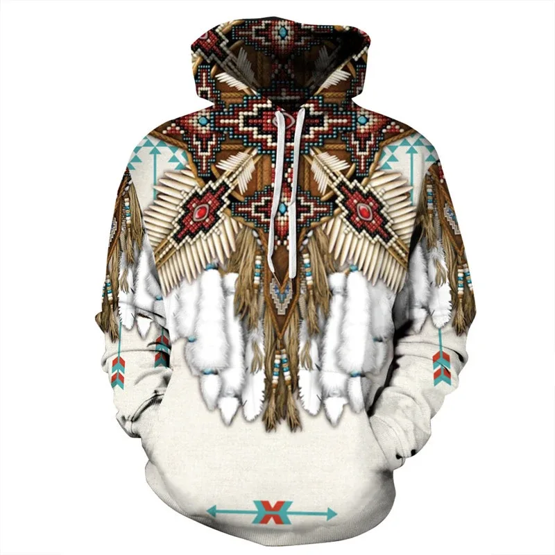 Fashionable 3D Printed Bohemian Pattern Men's Top Fashionable Men's Loose Large Sports Hoodie Street Retro Long Sleeve Hoodie