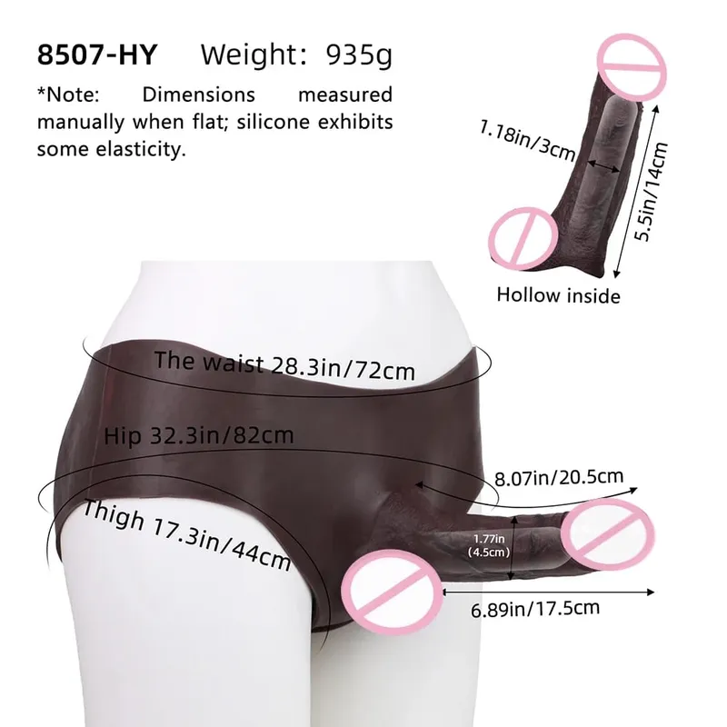 Ultra Realistic Hollow Dildo Trosor Silikontrosor Strapon Penis Extend Sleeve Byxor Sexleksaker För Män Dick Förstoring