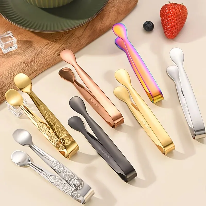 304 Stainless Steel Ice Tongs Sugar Cube Tongs Thickened 11cm Burr-free Food Tongs Towel Tongs Ice Tongs Ice Bucket Tongs