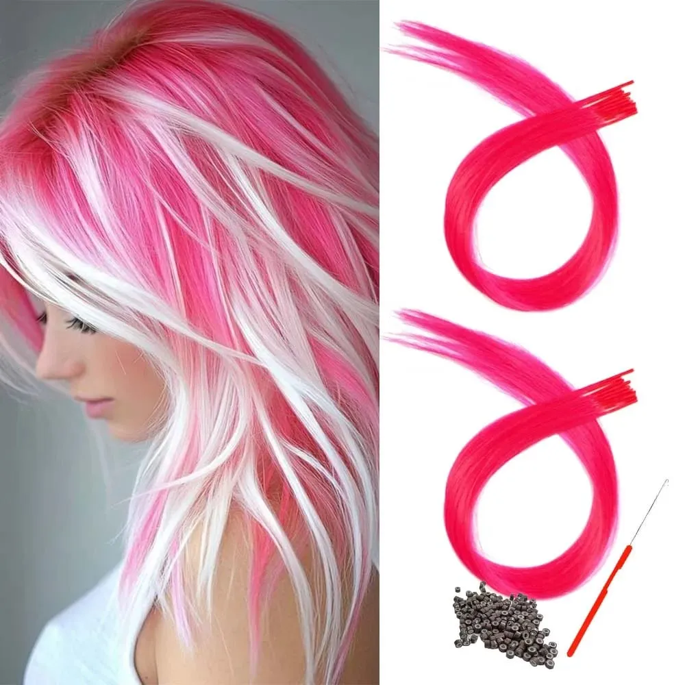 20roots 16inch I-tip Fusion colorful Synthetic Hair Extensions with crochet hook and ring Y2K style
