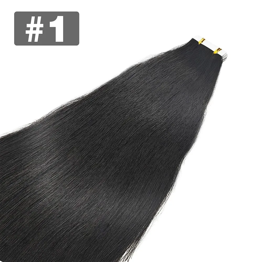 100% Human Hair Tape in Hair Extensions Skin Weft Silky Straight Remy Hair Extensions to Add Hair Volume&Length Natural Look