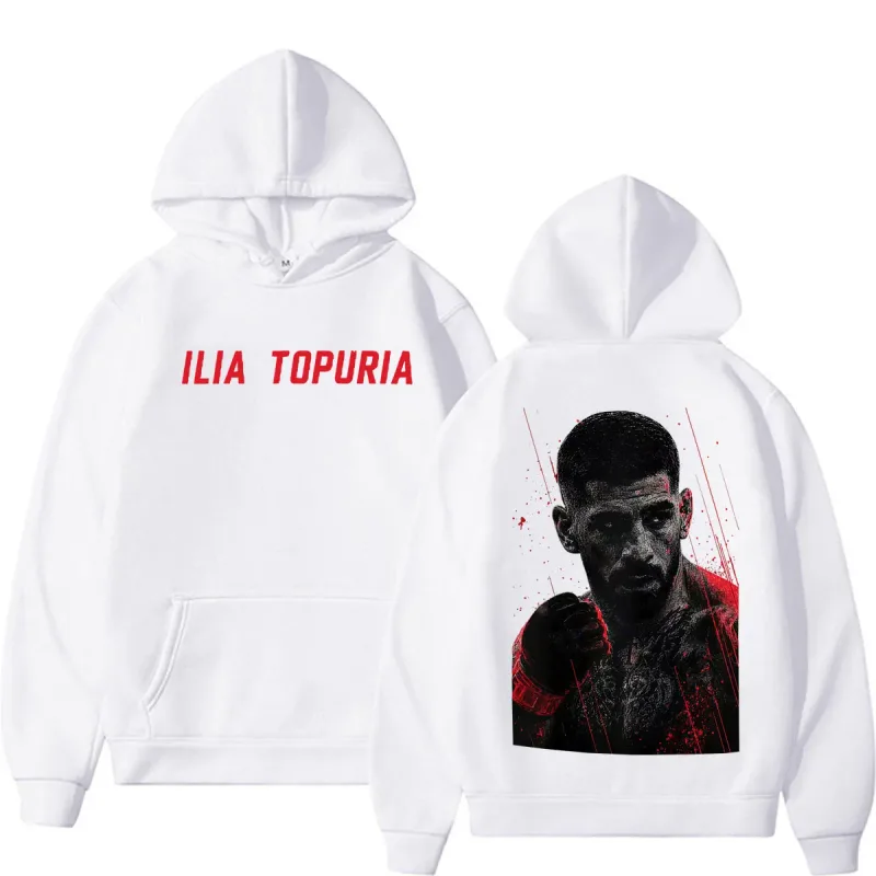 Ilia Topuria El Matador Vintage Graphic Hoodies Men's Clothing Violence Aesthetic Sweatshirts Casual Fleece Pullovers Streetwear