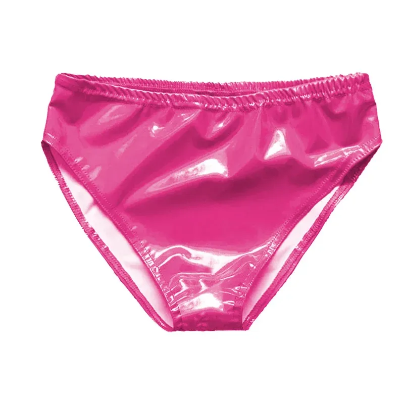 男士性感乳膠光面內褲內衣 Pvc 皮革內褲女式漆皮情趣內衣丁字褲娘娘腔內褲