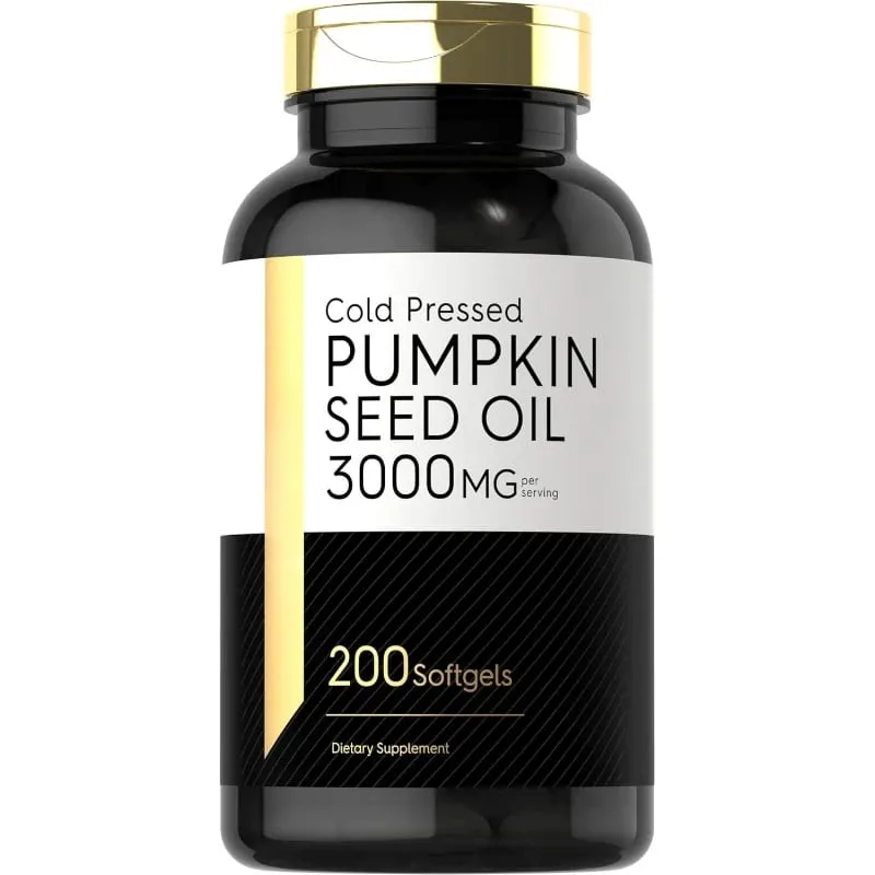 Cold Pressed Pumpkin Seed Oil Softgels 3000mg Omega 6 & 9 Dietary Supplement for Men Women Wellness Quick Release 200 Count