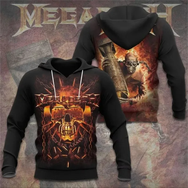 Rock Band Megadeth 3D Print Hoodies Men Women Fashion Retro Y2K Graphic Hoodie Sweatshirt Mens Clothing Men Tracksuit Gift Fan