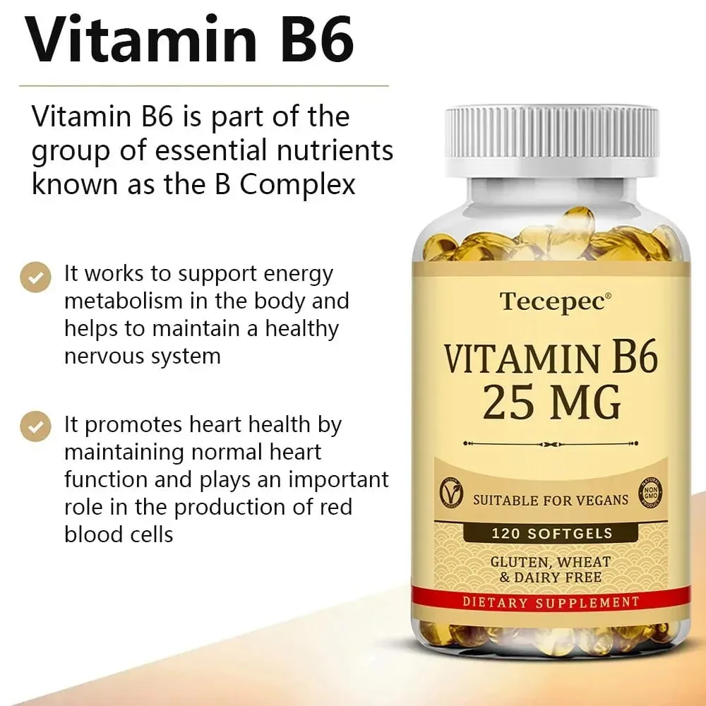 Vitamin B6 - Improves Metabolism Skin Health Antioxidant for Cardiovascular Neurological Immune and Eye Health