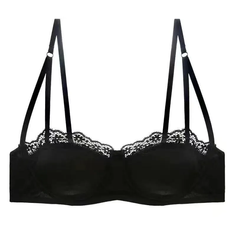Sexy French Half Cup Invisible Bra Set Soft Underwire Minimizer Push Up Lingerie Set S-XL Comfort Breathable Anti Sag Stylish