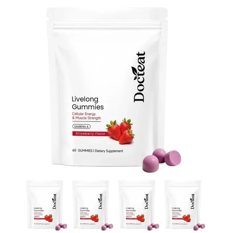 Docteat Urolitin A Gummies 500 mg na porci Jahodová příchuť Denní podpora buněčného wellness 60 Gummies pro muže, ženy