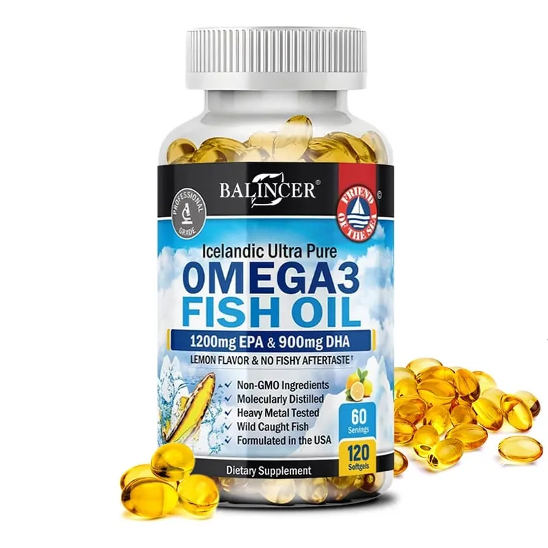 Strength Omega 3 Fish Oil 2250mg Wild Caught High EPA 1200mg & DHA 900mg Supports Heart Brain Eye Joint & Skin Health