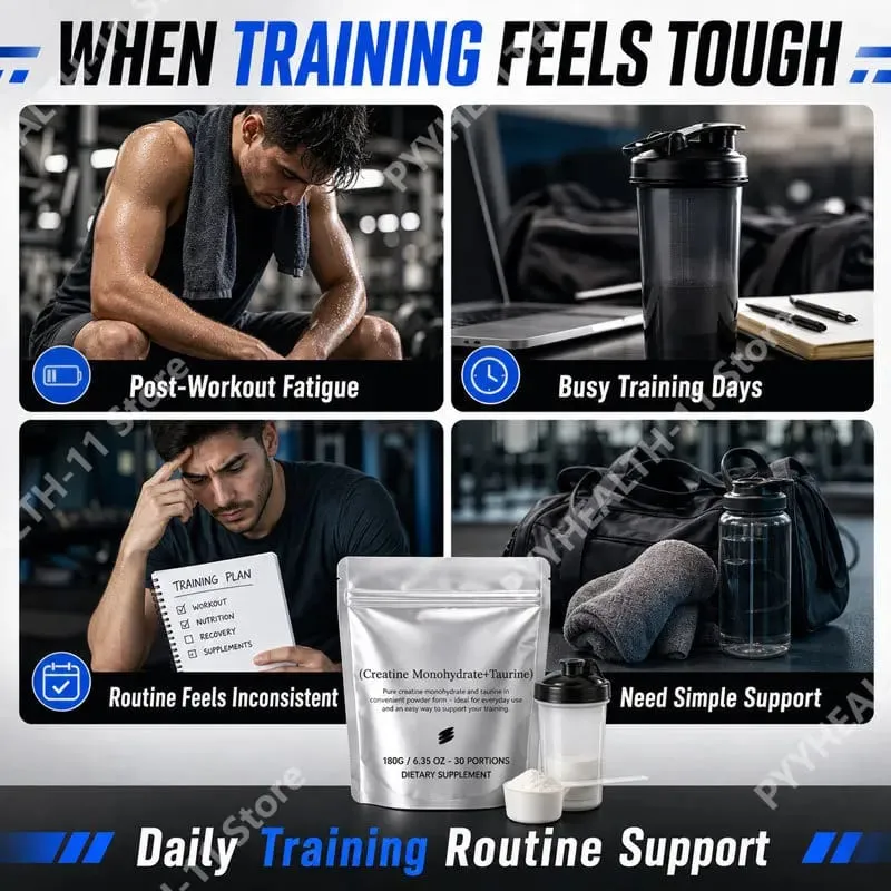 Creatine Monohydrate + Taurine Powder for Daily Sports Physical State Support Fine Quick Dissolving Mix 180g (30 Portions)