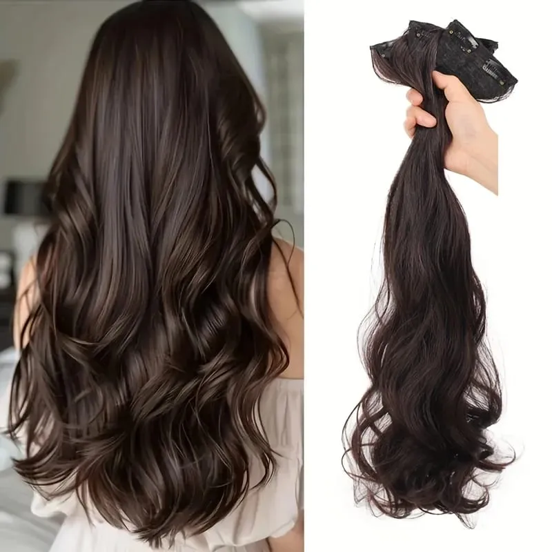 Synthetic women's hair cutting set 3pcs-natural wavy hair extension invisible BB clip fixed to women's hair heat-resistant wig