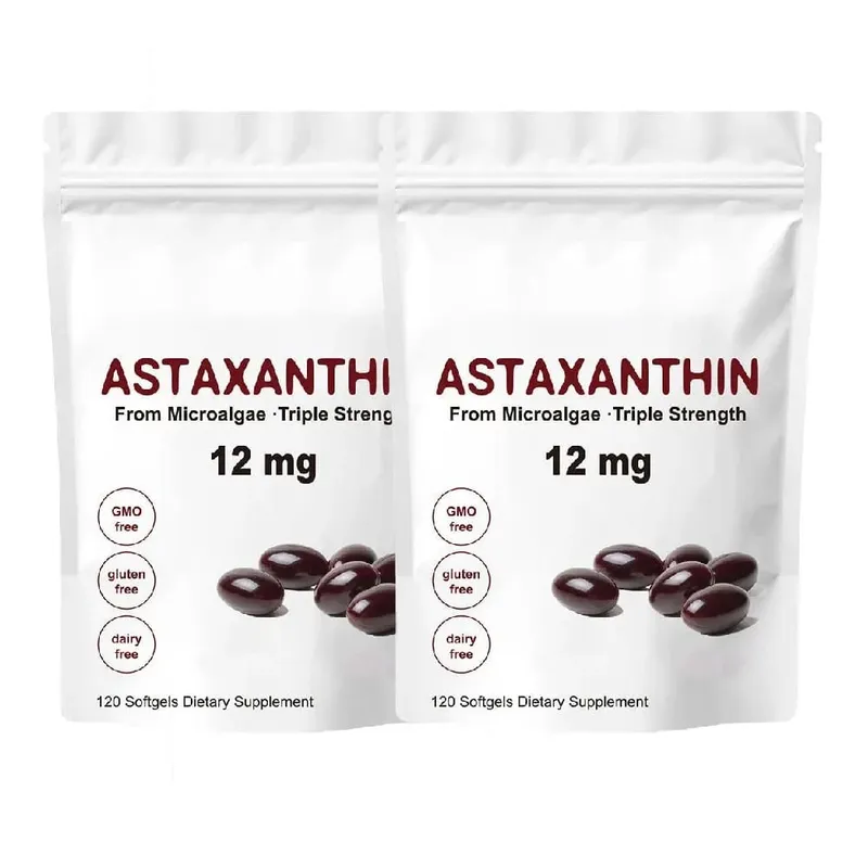 Astaxantina de triple potencia 12 mg - Suplemento antioxidante de astaxantina natural sin OGM verificado y sin gluten - 120 cápsulas blandas