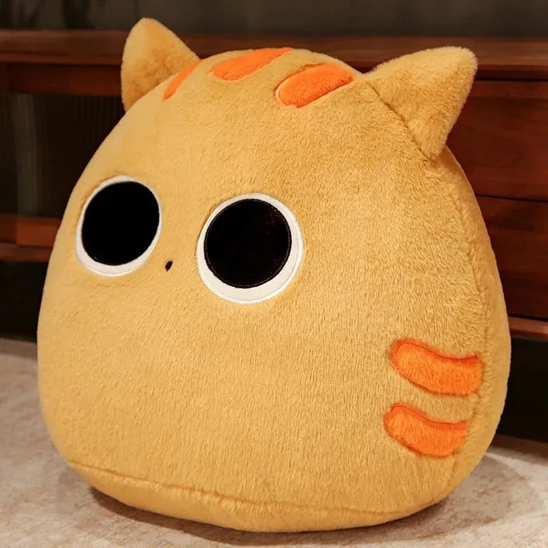 Generic Fluffy Cute Round Black And Brown Cat Plush Pillow Soft Stuffed Plush Toy Sofa Bed Back Cushion Home Decor For Adult