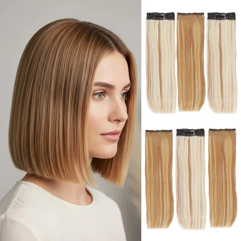 6Pcs 1 Clip Straight Short Synthetic Fiber Hair Extensions Clip In for Daily Makeup Party Cosplay Natural Looking Easy To Attach