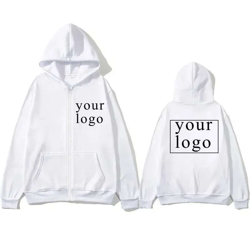 Nuevo Sudadera con capucha tipo cárdigan con cremallera DIY para hombres y mujeres, nueva moda 2025, logotipo/imagen personalizada de tu propia marca en cualquier lugar