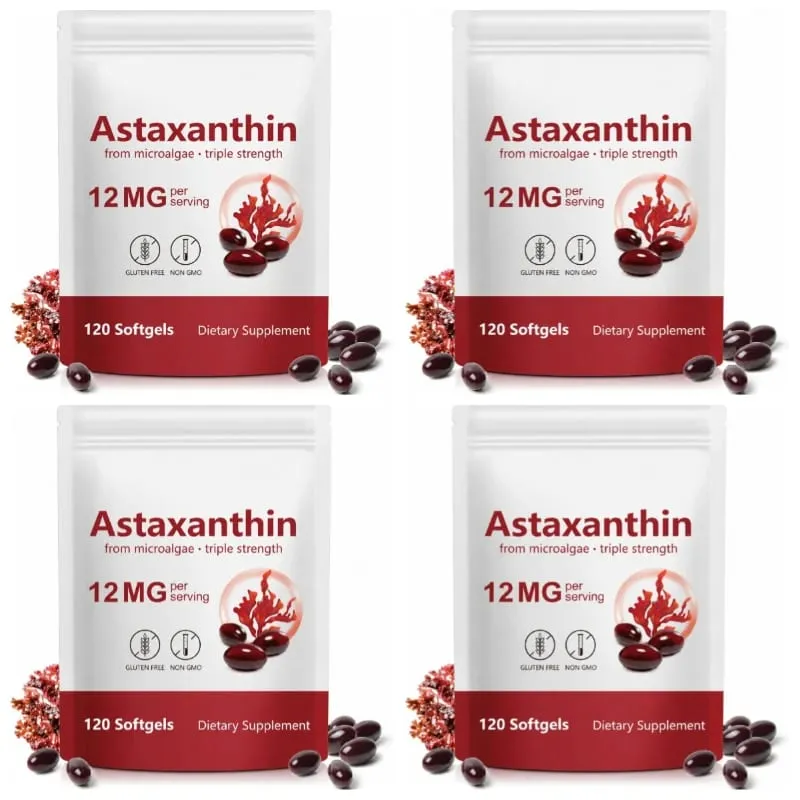 Οι μαλακές γέλη Astaxanthin From Microalgae προάγουν την παραγωγή κολλαγόνου Χωρίς σόγια χωρίς γλουτένη χωρίς ΓΤΟ Triple Strength 120 Softgels