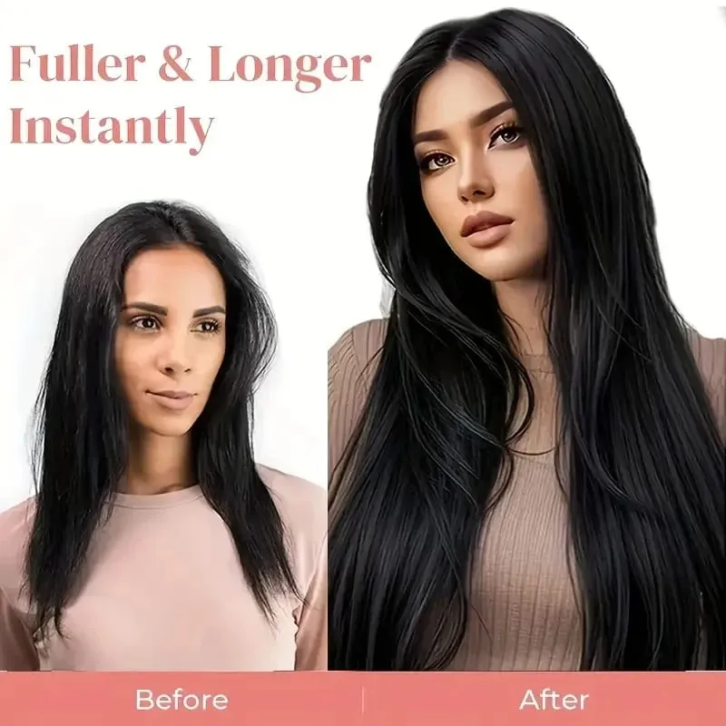 24Inch Synthetic 16 Clips in Hair Extensions Long Straight Hairstyle Blonde Black Hairpieces Heat Resistant False Hair