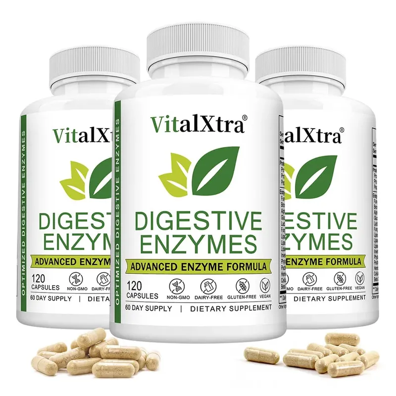 Digestive Enzymes Capsules - Most Essential Digestive Enzymes (Amylase Lipase Bromelain Lactase Cellulase Invertase)