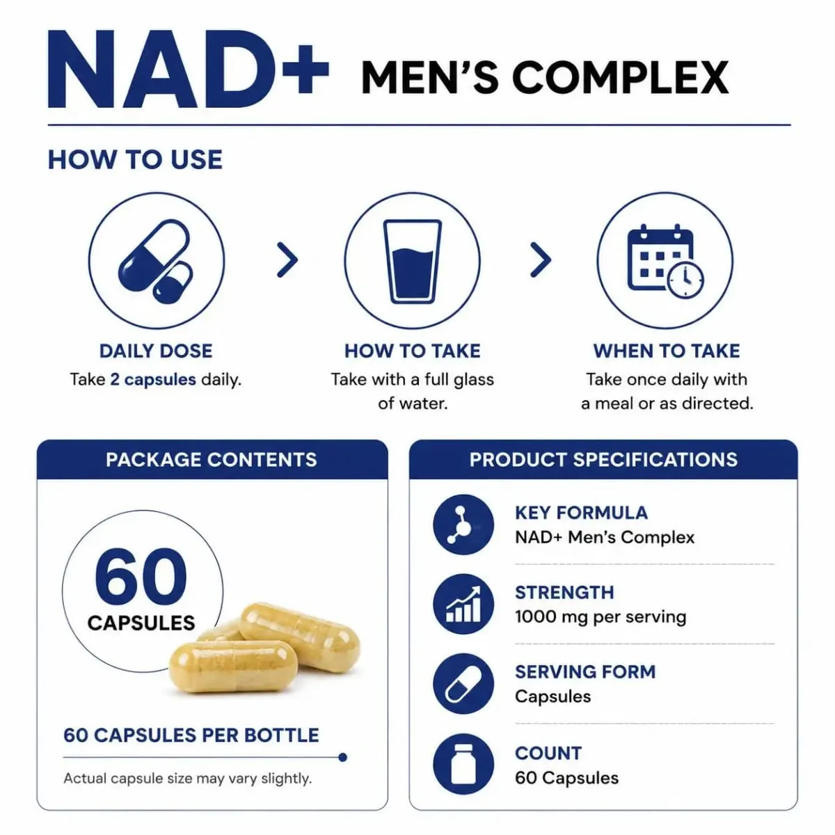 Docteat NAD+ Men's Complex Capsules for Daily Energy Metabolism and Circulatory Support Male Vitality Balance 60 Capsules