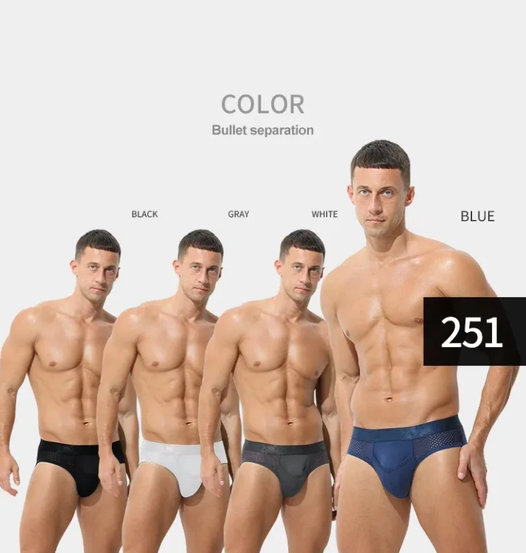 Bullet Separation Panties Men's Sexy U-Convex Briefs Vein Ice Silk Scrotal Rim Sperm Cord Shorts Varicose Heads
