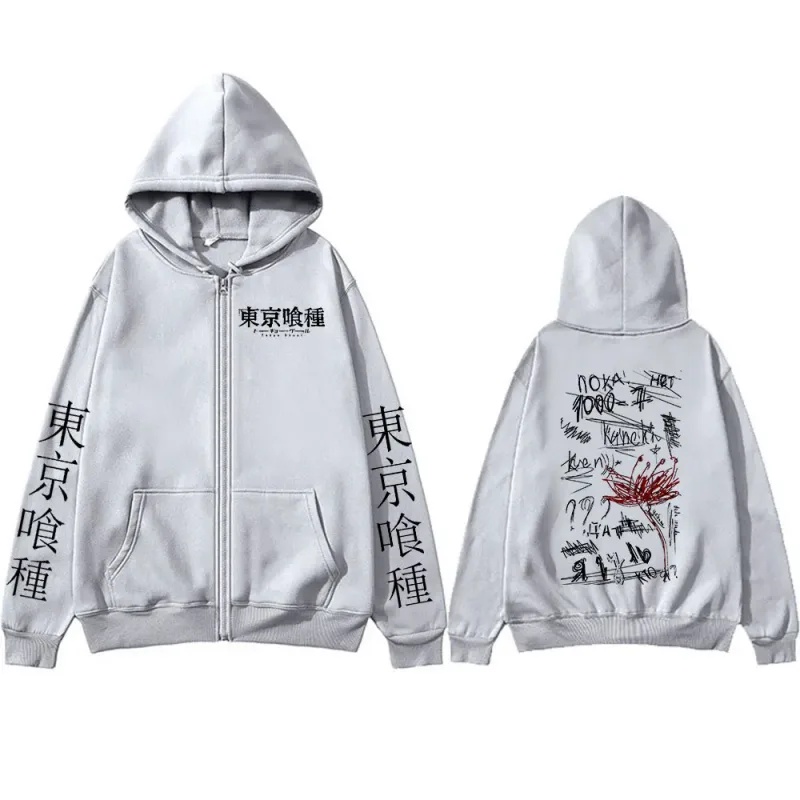 Japanese Anime Tokyo Ghoul Ken Kaneki Zipper Hoodies Men Fashion Zip Up Hooded Sweatshirts Long Sleeves Pullovers Jackets Caots — image 4