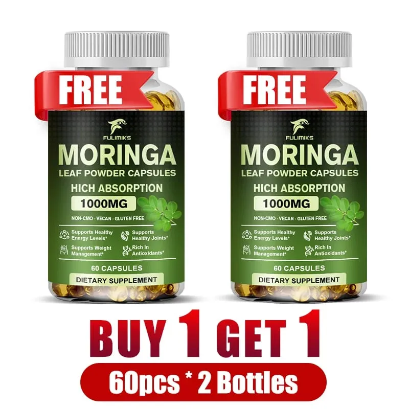 Buy 2 Get 2 Free! Pure Moringa Leaf Powder Supplement Energy Metabolism and Immune Support Weight Management Non-GMO