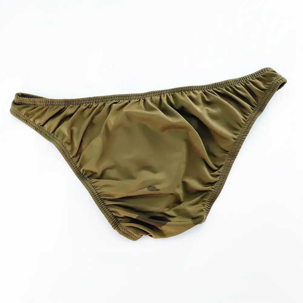 Solid Color Nylon Briefs Men Big Bulge Sexy Underwear Translucent Ice Silk Low Waist Bikini Panties U Convex Male Panties