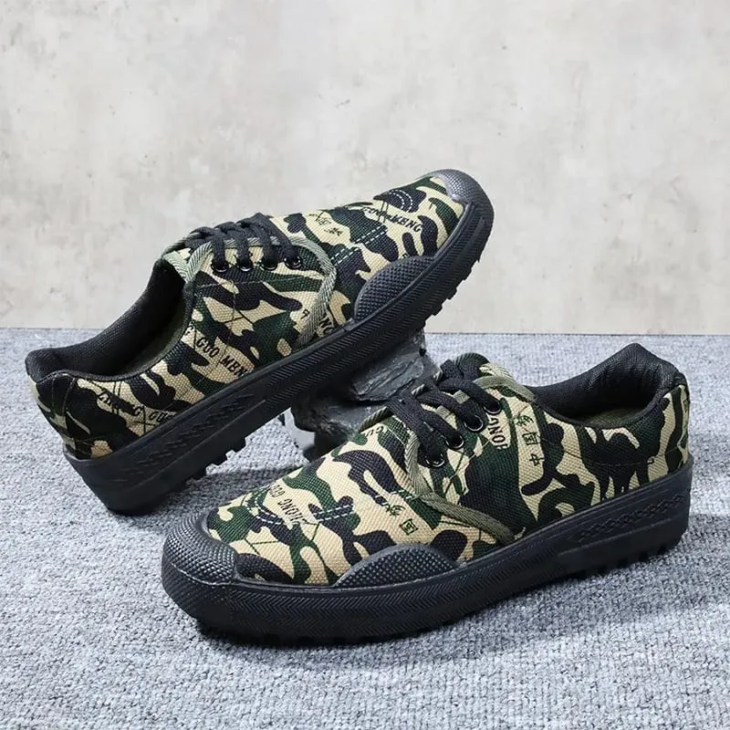 Men's Retro Canvas Shoes Vintage Military Style Sneakers Breathable Work Boots Non slip Casual Walking Footwear Outdoor Hiking